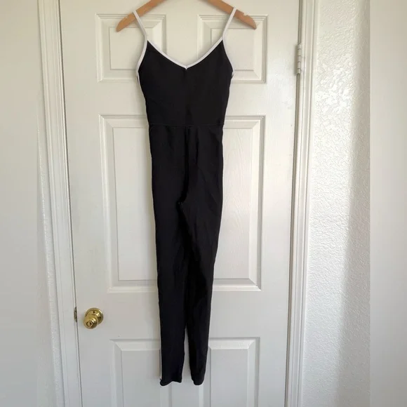 WILO The Label Australia Ribbed Black Jumpsuit With White Stripe Yoga Athletic S